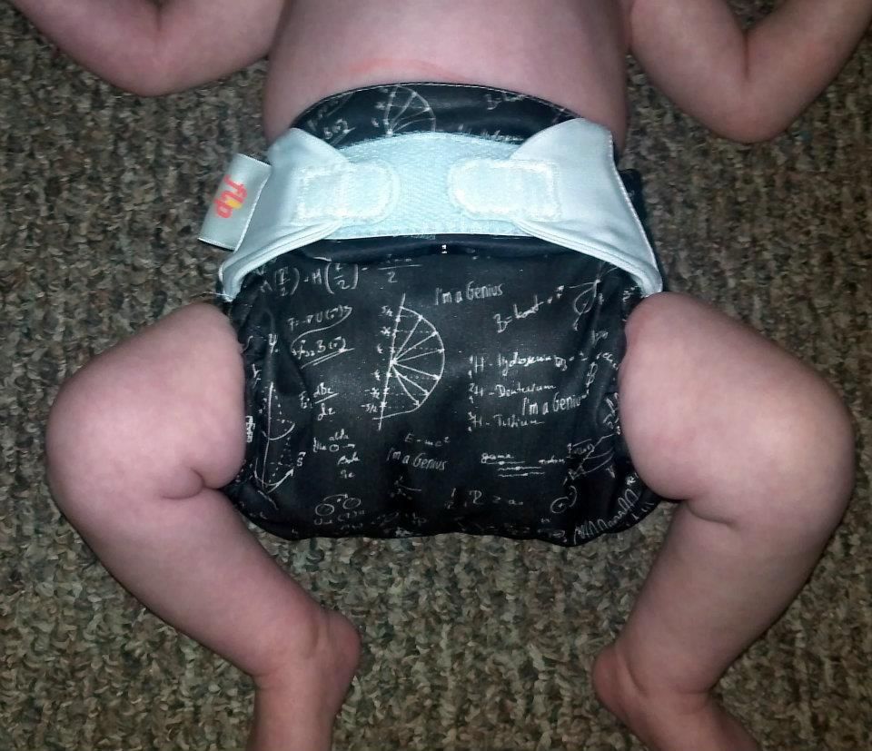 Flip 4 month old baby wearing Flip cloth diaper cover