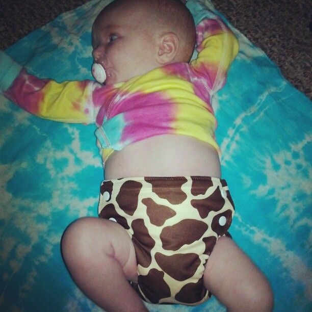 Bottom Bumpers 4 month old baby wearing Bottom Bumpers cloth diaper