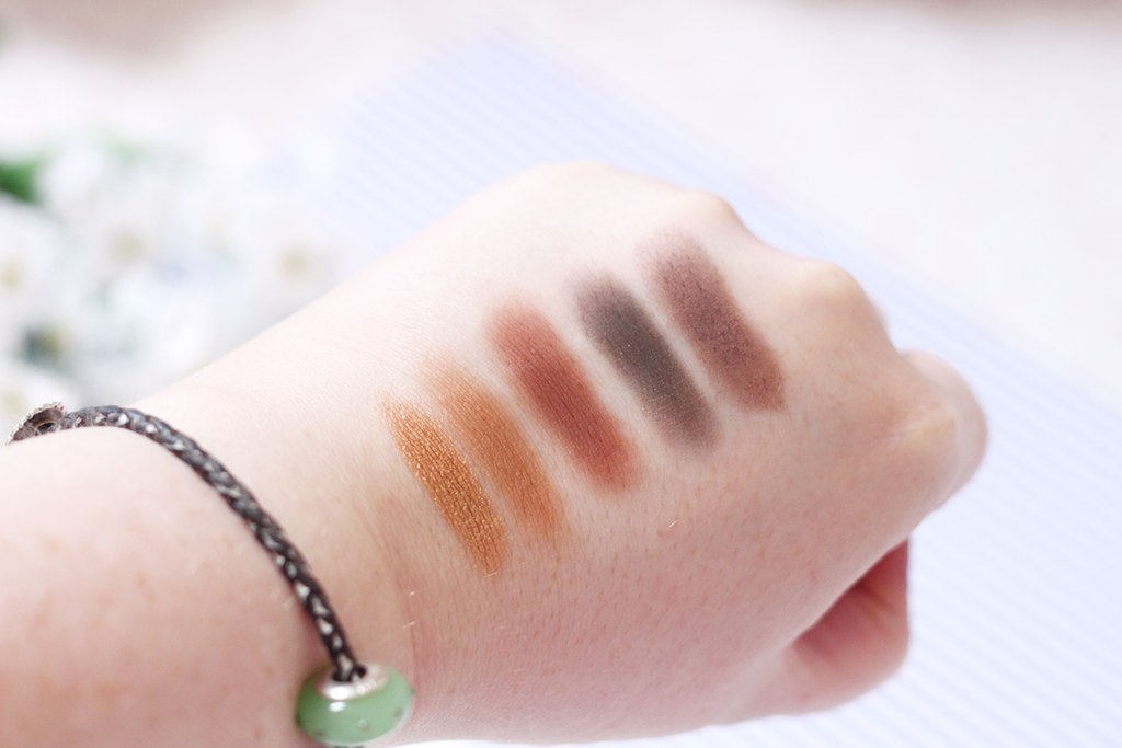 A photo of Zoeva Cocoa Blend Swatches: Pure Ganache, Substitute for Love, Freshly Toasted, Infusion and Delicate Acidity