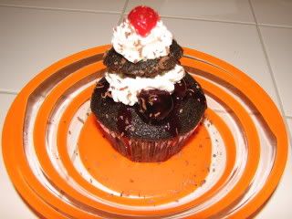 Vegan Chocolate Cherry Cream Cupcake Upclose
