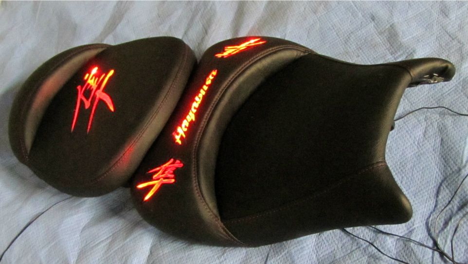 Hayabusa Custom Shaped Seats Loglow Red LED Lighted Front Rear Seat