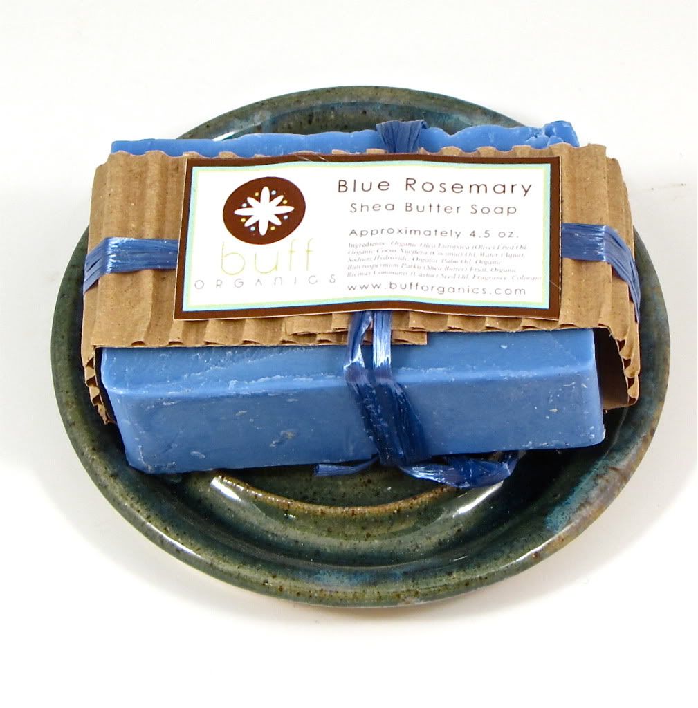 RSE and Buff Organics Soap Dish and Blue Rosemary Soap Collab