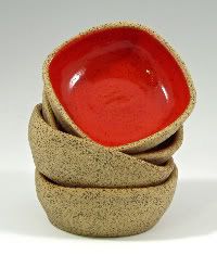 Set of 4 red dippy bowls ::charity auction::
