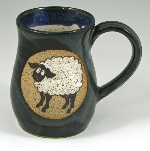 16 oz Sheepy Mug in Blue-green