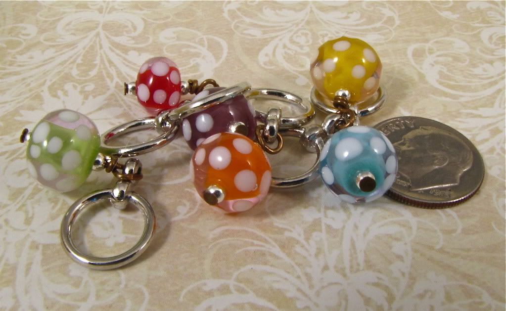 6 rainbow dot stitch markers- RSE and Pink Lemonade Collab