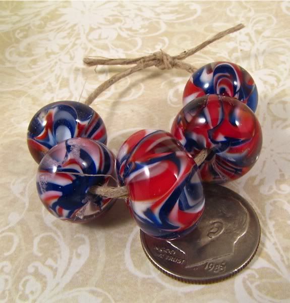 RED, WHITE and BLUE!  Wavy bead set