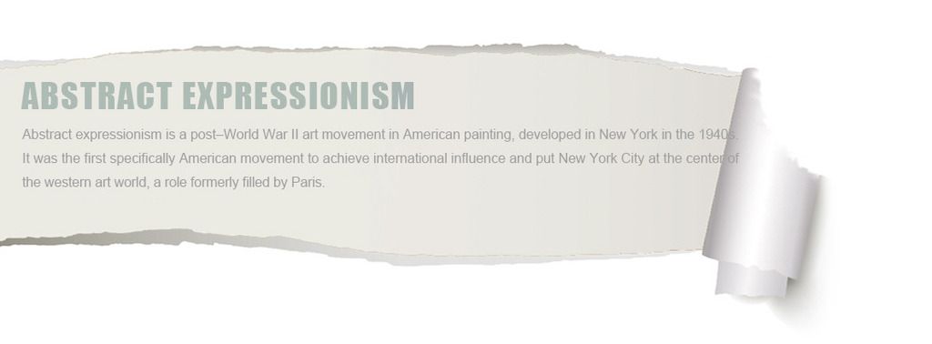 Abstract expressionism is a postÿWorld War II art movement in American painting, developed in New York in the 1940s. It was the first specifically American movement to achieve international influence and put New York City at the center of the western art world, a role formerly filled by Paris.