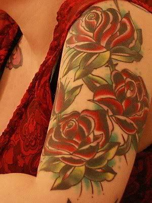Rose Pink Tattoo At Women Arm Rose Pink Tattoo At Women Arm