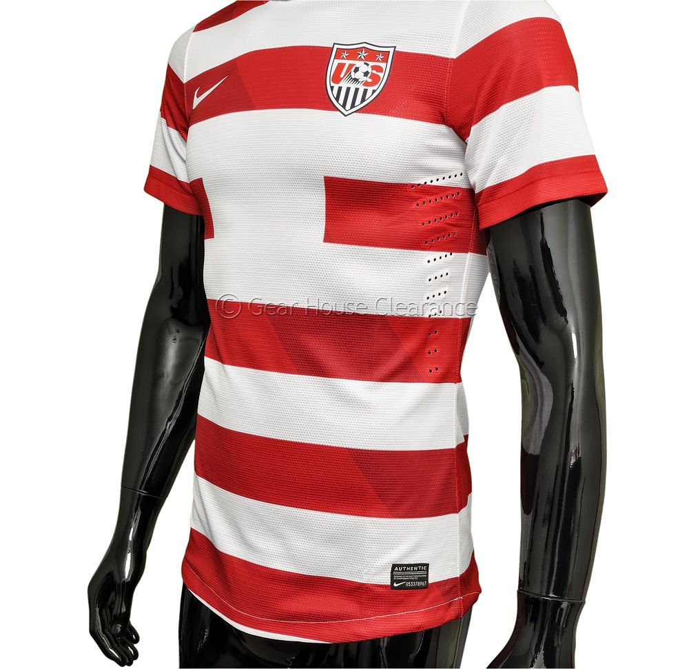 New NIKE US Soccer Mens Authentic Jersey - Red & White Stripe - $150