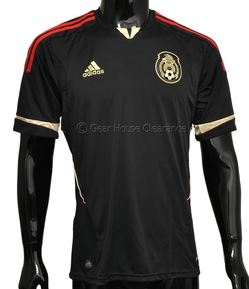 New $85 Adidas Mexico Futbol National Team Soccer Jersey Away Black/Red