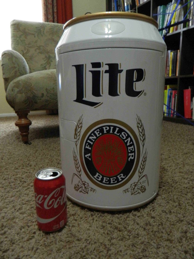 Beer Can Mini Fridge Cooler Compact Refrigerator Miller Lite Beverage