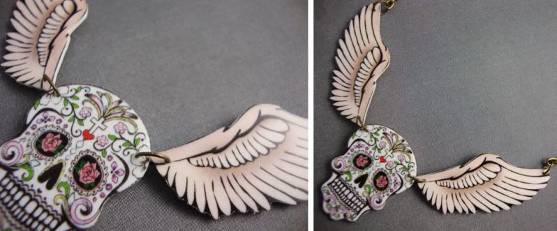 sugar skulls day of dead tattoos. DaY oF tHe DeAd SugAr SkUll wItH WinGs Tattoo NecKlace