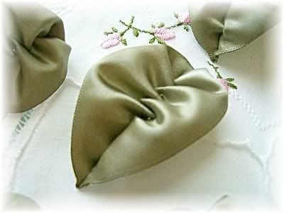 Satin Ribbon Rose Filler leaves Willow Green + colors  