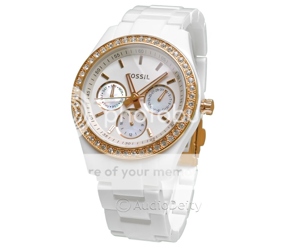 Fossil Stella White Acrylic & Rose Gold Tone Ladies Multifunction